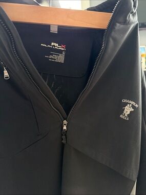 RLX Ralph Lauren Black Lightweight Zip pullover with Champion Hills Logo
